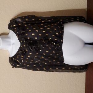 4/$30 Sheer black top with gold pattern **